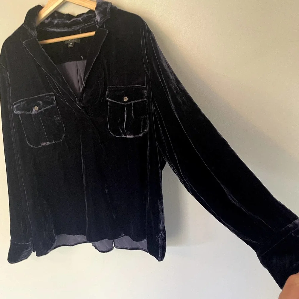 J.Crew Classic-fit Velvet Button-Down Shirt in Blue/Purple SZ 2X - Picture 5 of 12